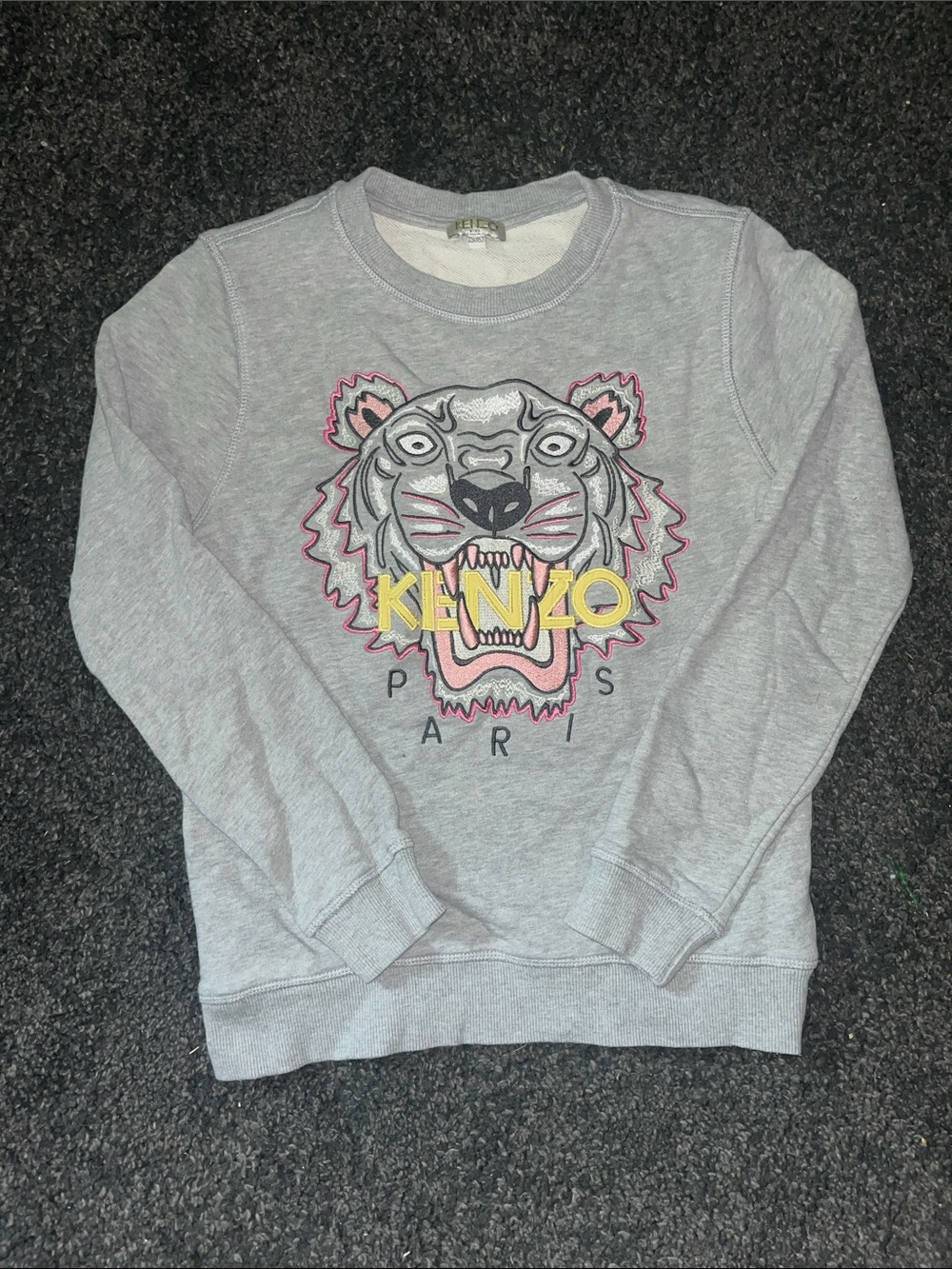 Kenzo Light Gray Kids Sweatshirt with Metallic Logo